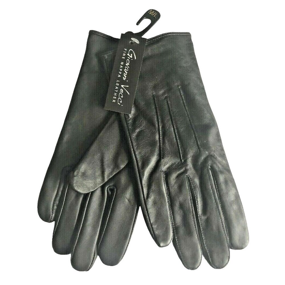 Giovanni Vecci Ladies Fine Nappa Leather Gloves Black Size M/L Lined